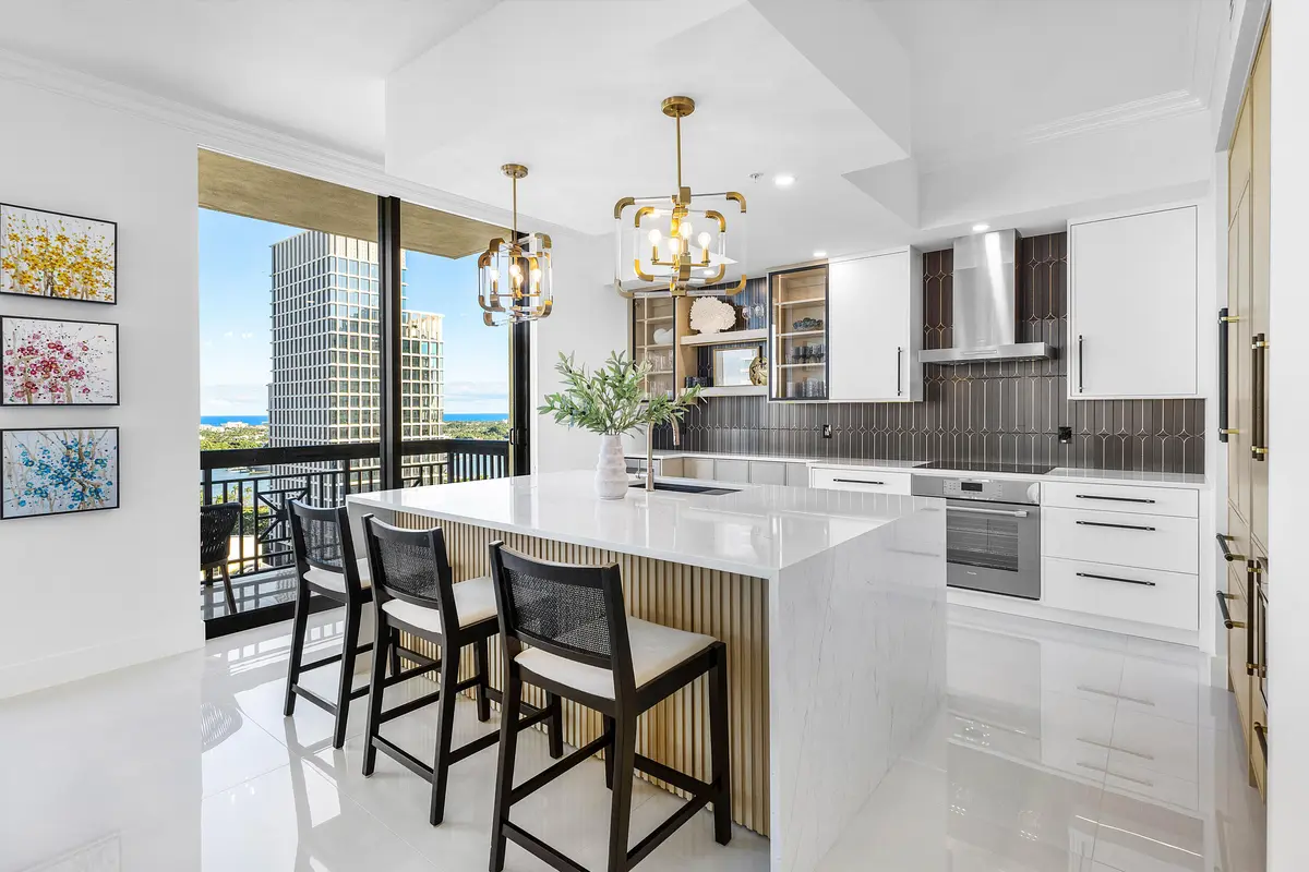 Custom Designed Kitchen w/ Views at 701 S Olive Avenue 1219, West Palm Beach