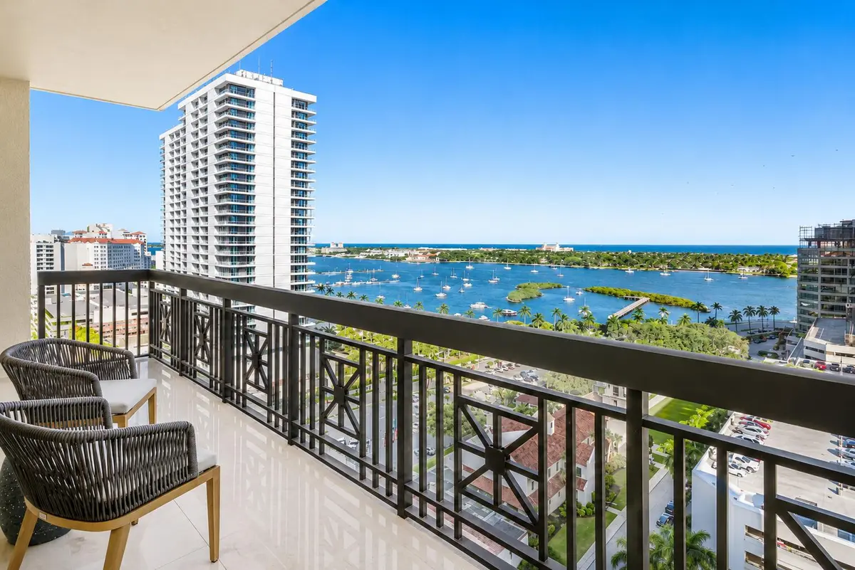 Large Balcony with Direct Water Views at 701 S Olive Avenue 1219, West Palm Beach