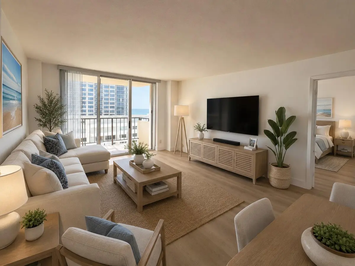 Living room at 1900 S Ocean Boulevard 10g, Lauderdale-By-The-Sea