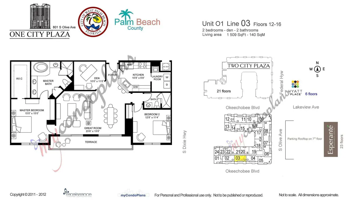 Floor Plan PH-1603 at 801 S Olive Avenue 1603, West Palm Beach