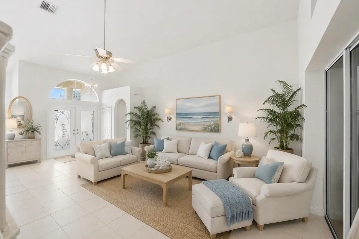 Virtually Staged Living Room at 2305 Winding Creek Lane, Fort Pierce