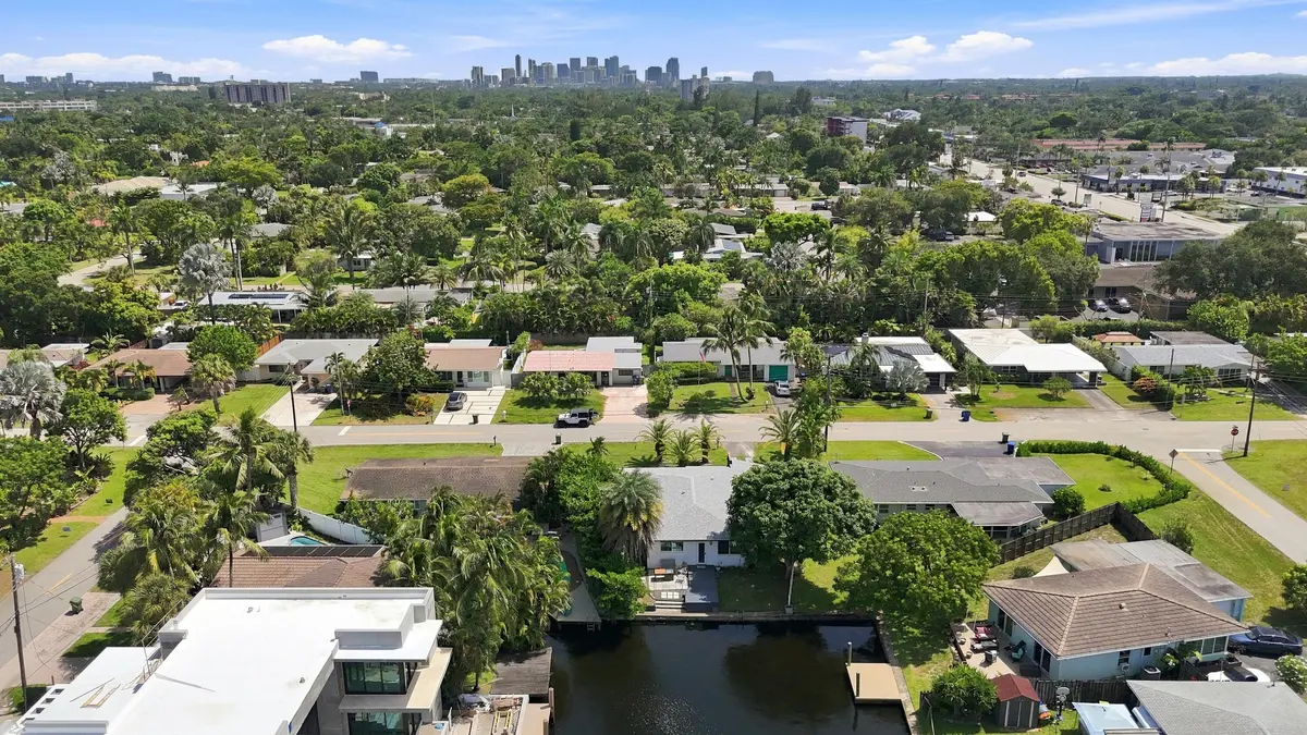 Aerial Back South Downtown at 35 NE 29th Street, Wilton Manors
