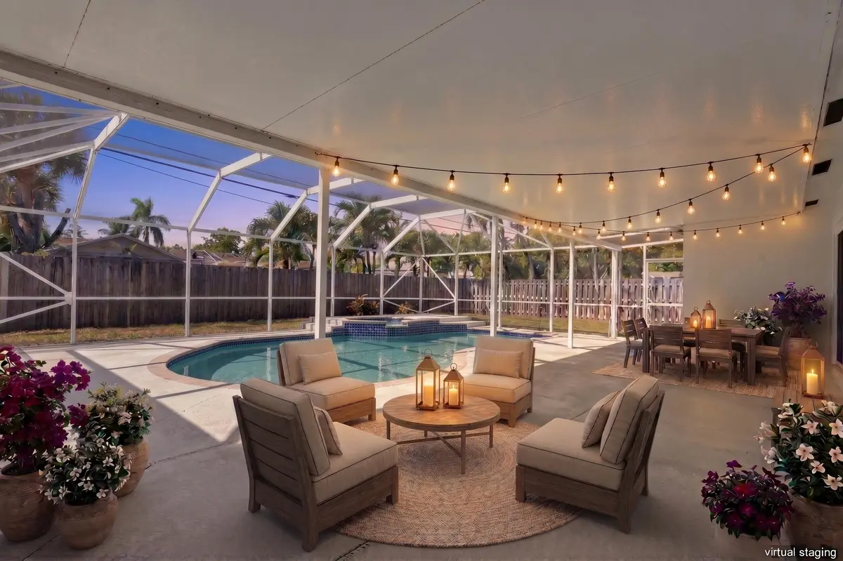 Patio at dusk v2 at 1400 NE 42nd Court, Oakland Park
