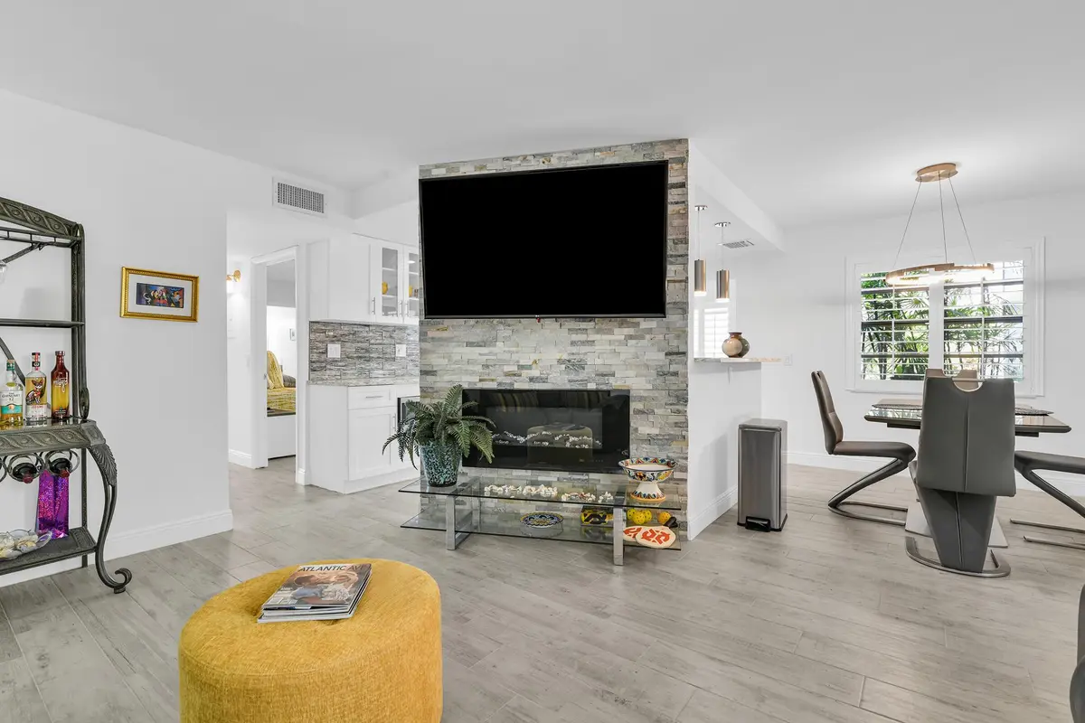 Living Room Fireplace at 58 PIEDMONT Way B, Delray Beach