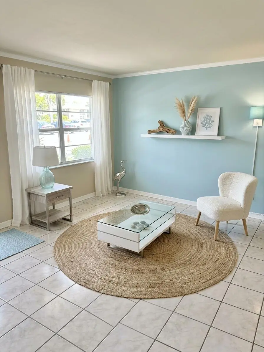 VIRTUAL Living Room at 6 Abbey Lane 104, Delray Beach