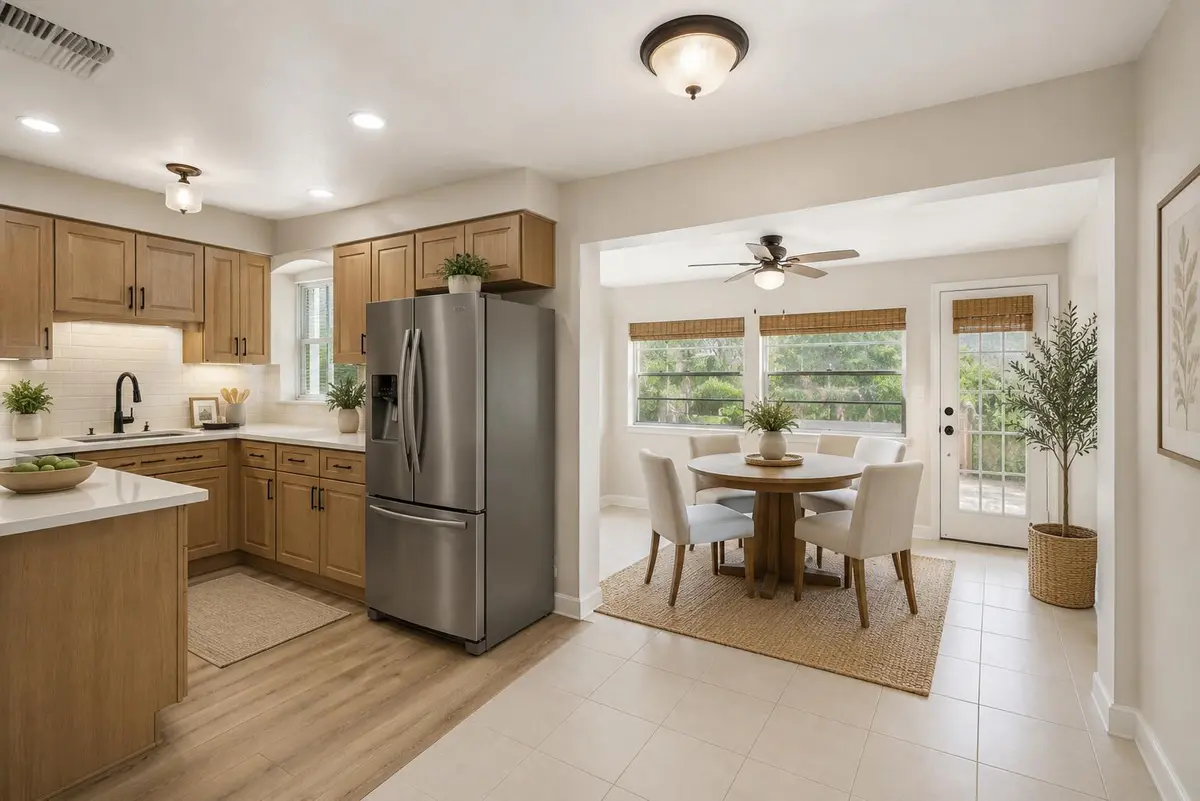 AI virtual design - Kitchen and back por at 2443 2nd Place, Vero Beach