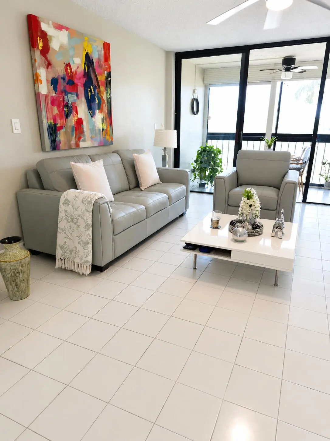 living room at 16300 Golf Club Road 314, Weston