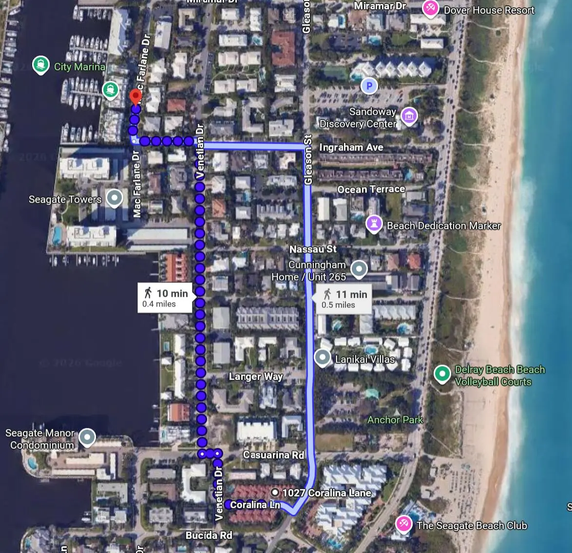 1027 Coralina Ln to Seagate Yacht Club at 1027 Coralina Lane, Delray Beach