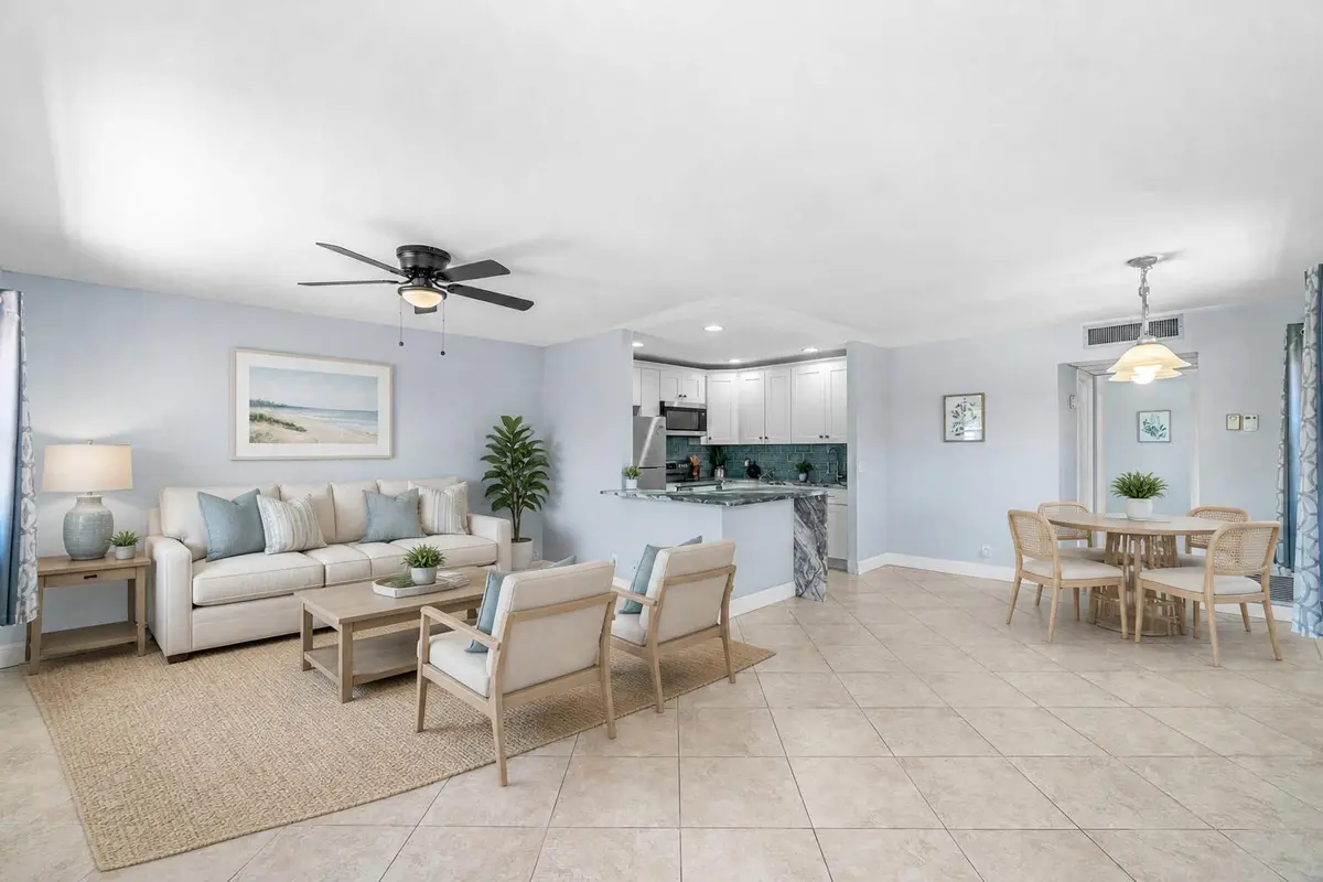 Staged Living Area at 566 Saxony L, Delray Beach