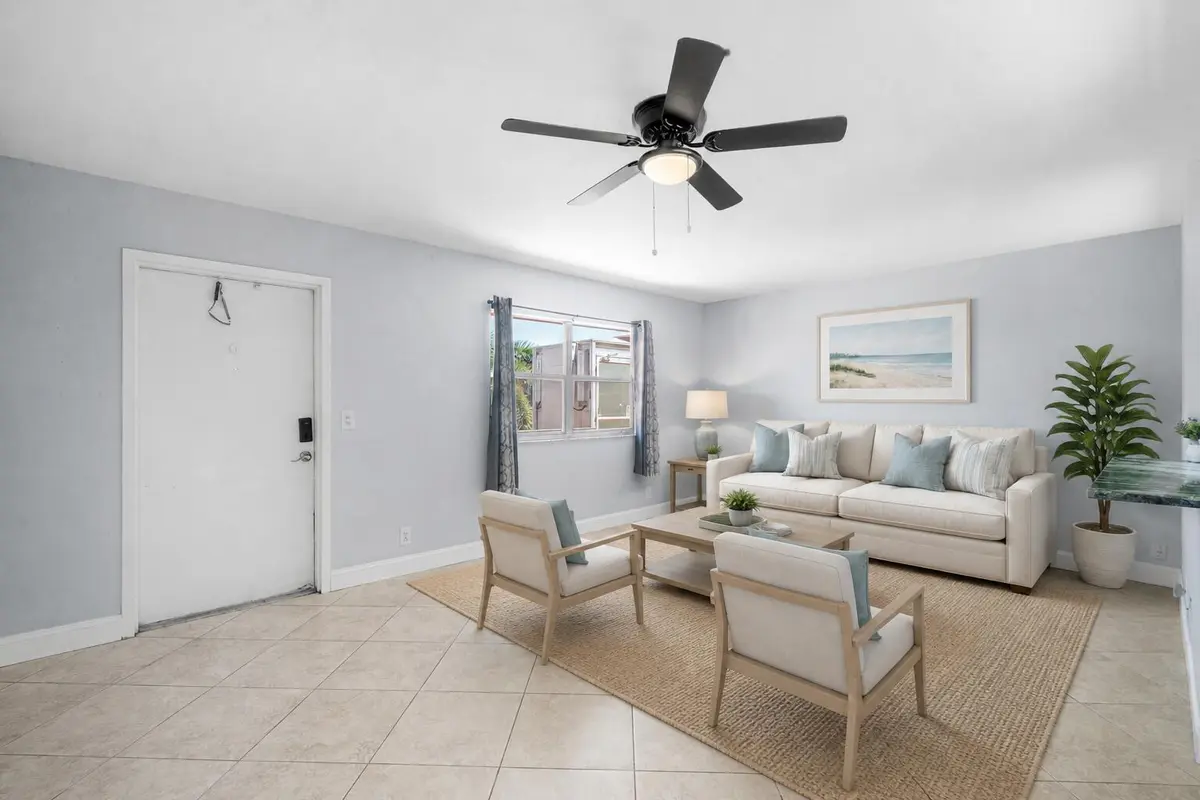 Staged Living Area at 566 Saxony L, Delray Beach