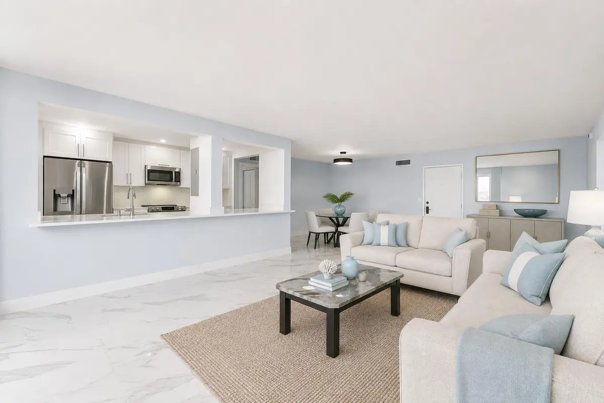 Renovated Living Room at 3200 S OCEAN Boulevard A202, Palm Beach