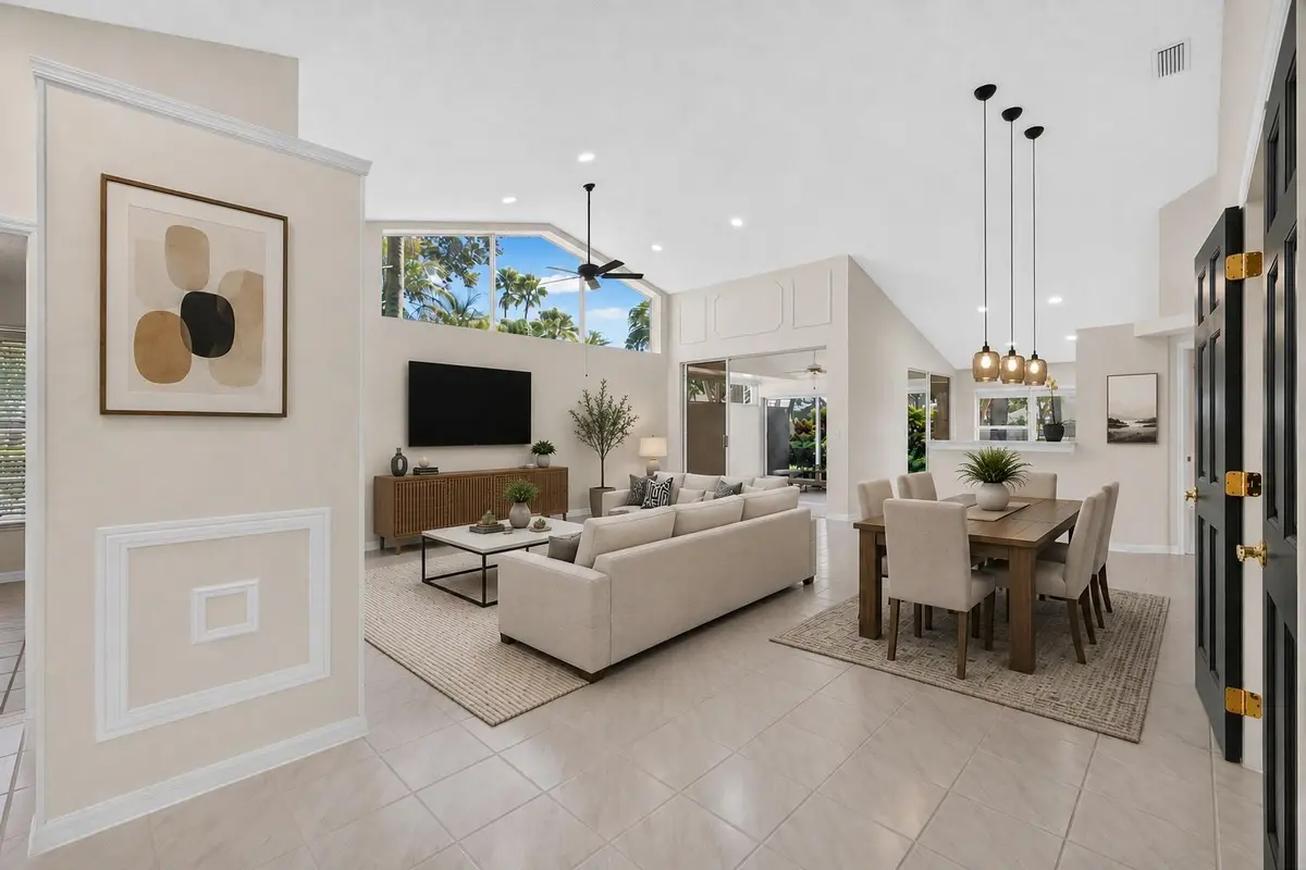VIRTUALLY STAGED LIVING/ DINNING ROOM at 101 SABAL PALM Lane, Palm Beach Gardens