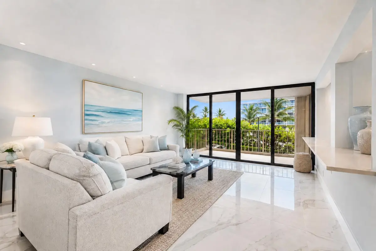 Spacious Light-Filled Living Room at 3200 S OCEAN Boulevard A202, Palm Beach