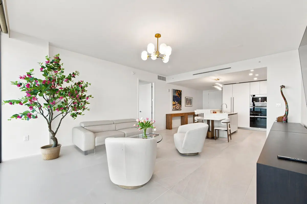 Living Room & Kitchen at 900 N OCEAN Boulevard 705, Pompano Beach
