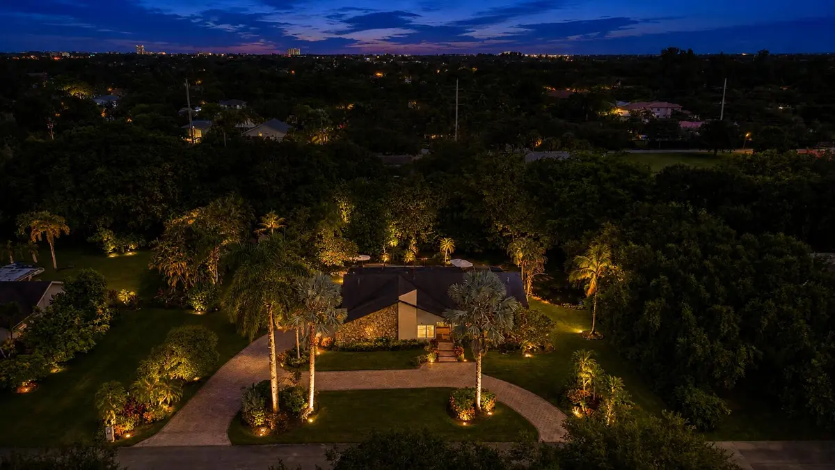 Aerial Twilight View AI enhanced at 11601 SW 21st Court, Davie