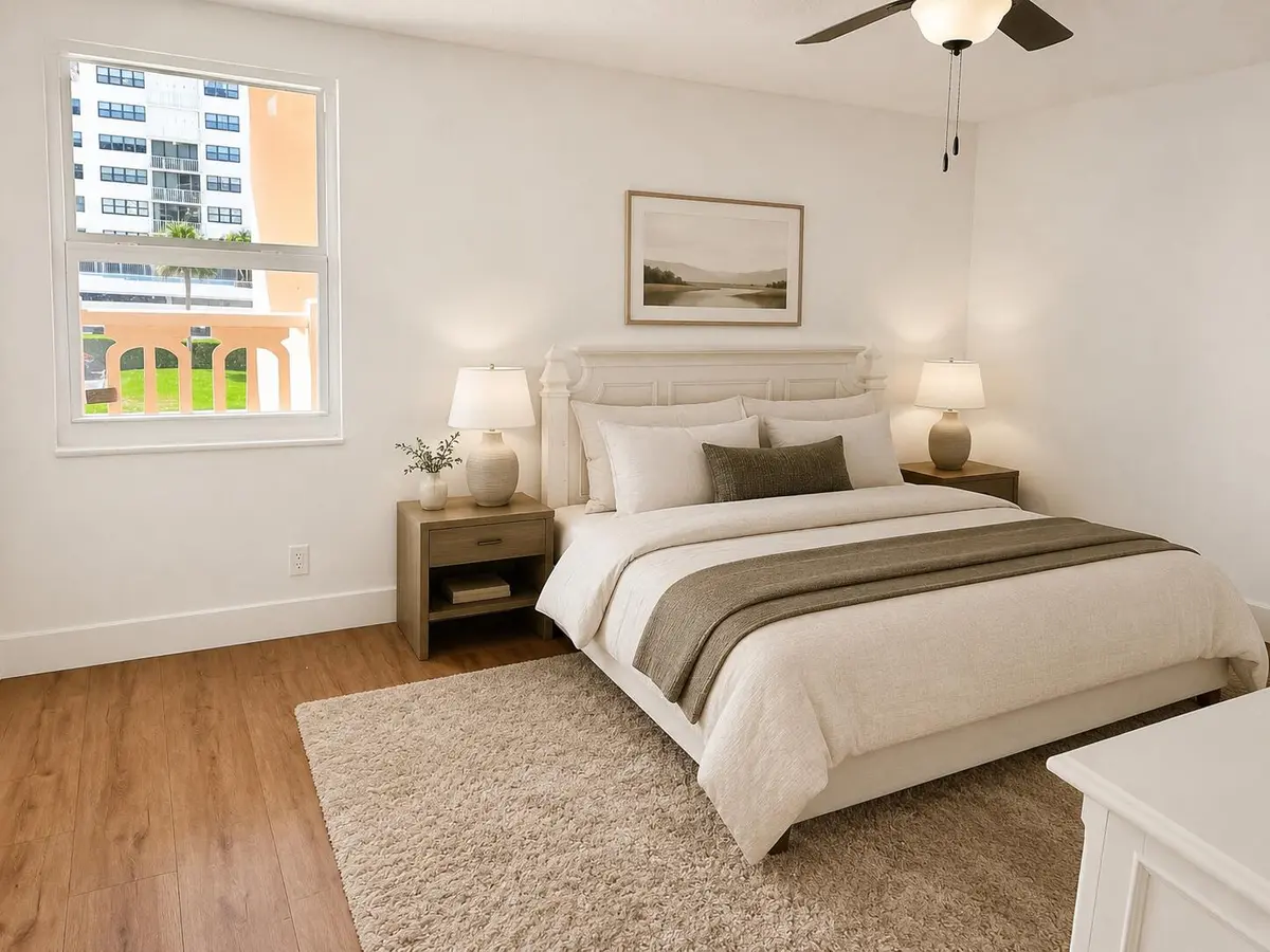 Staged Bedroom at 308 Golfview Road 405, North Palm Beach