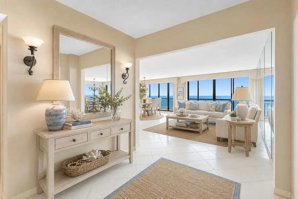 ocean-house-401-living-room at 4050 N Ocean Avenue 401, Singer Island