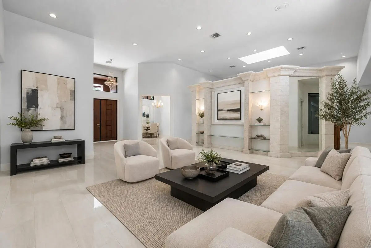 Living room staged at 17595 Bocaire Place, Boca Raton