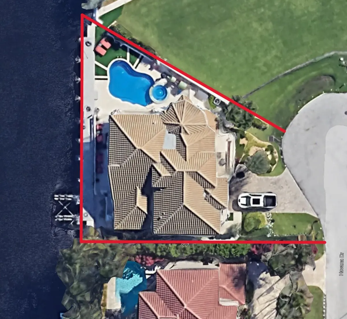 Property Line at 857 Havana Drive, Boca Raton