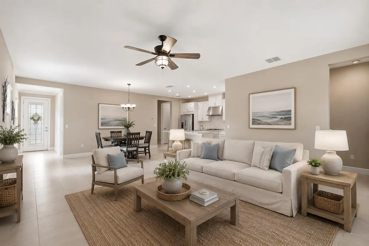 virtually staged living-dining at 12701 SW Ambra Street, Port St. Lucie