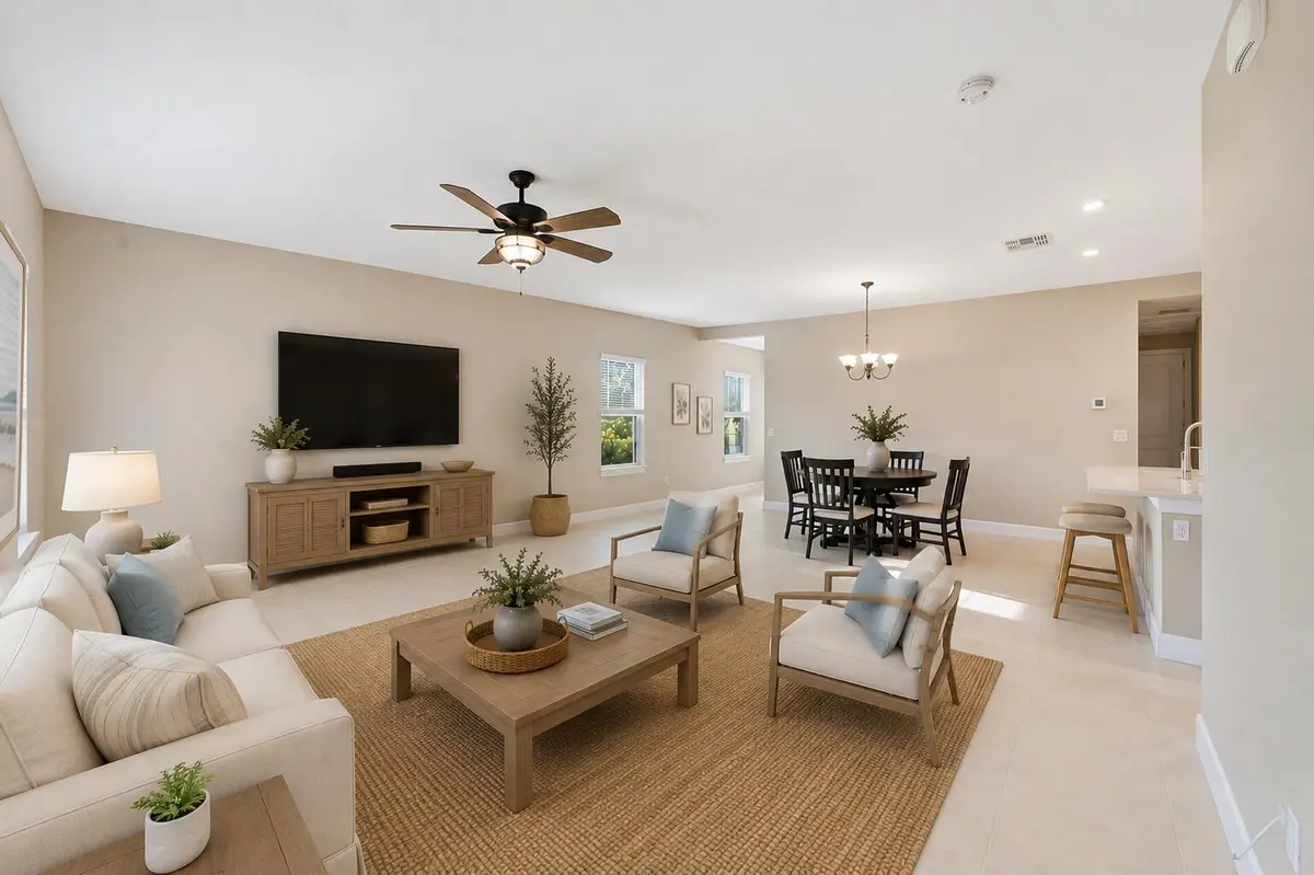 virtually staged living room at 12701 SW Ambra Street, Port St. Lucie