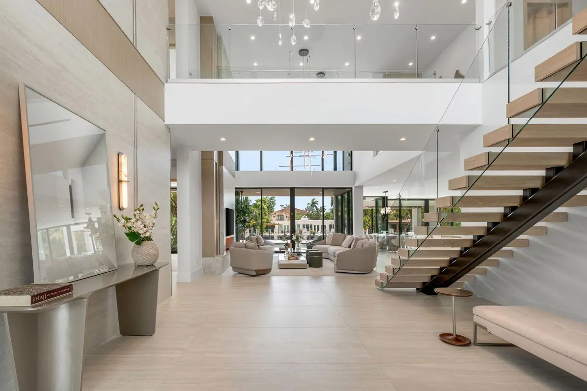 22-Ft Ceilings & Statement Chandeliers at 2400 Barcelona Drive, Fort Lauderdale