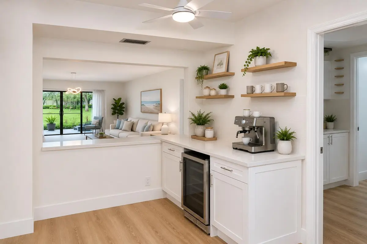 Virtual Staging of Coffee BAr at 300 N HIGHWAY A1A 104J, Jupiter