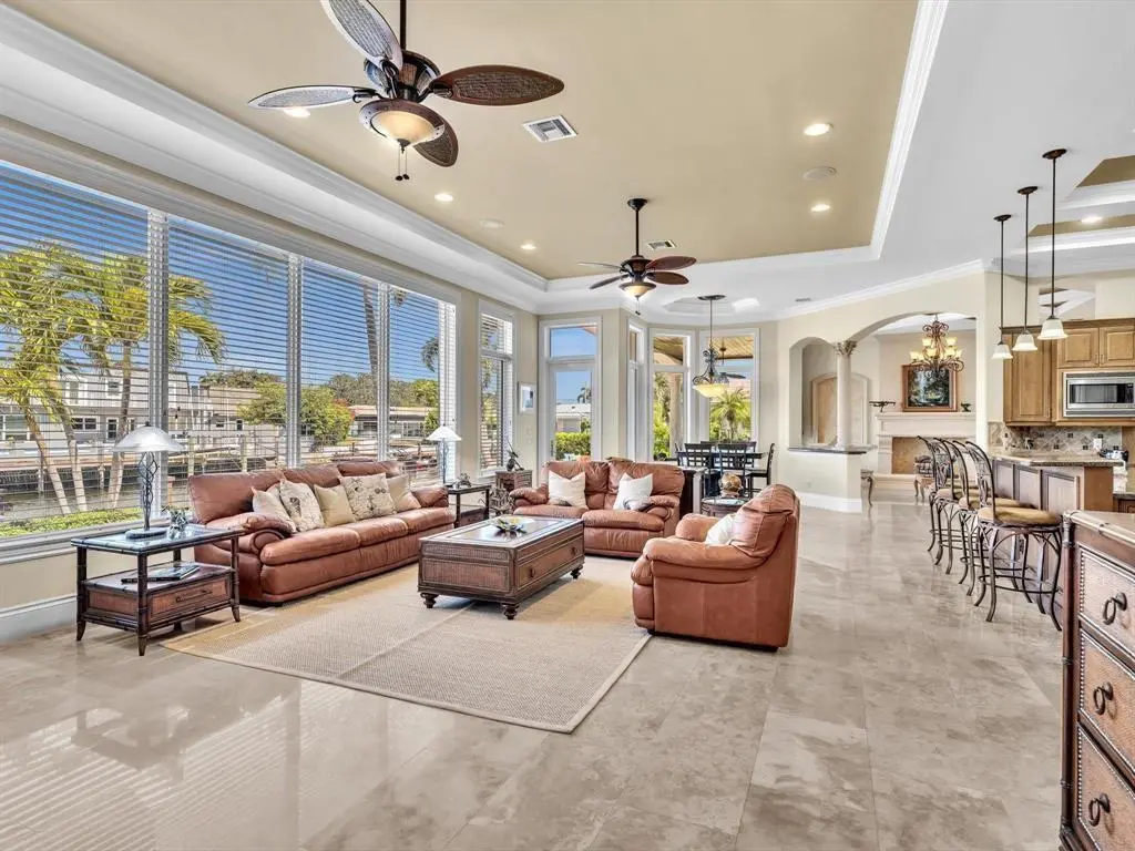 Family room with waterview at 4431 NE 24th Avenue, Lighthouse Point