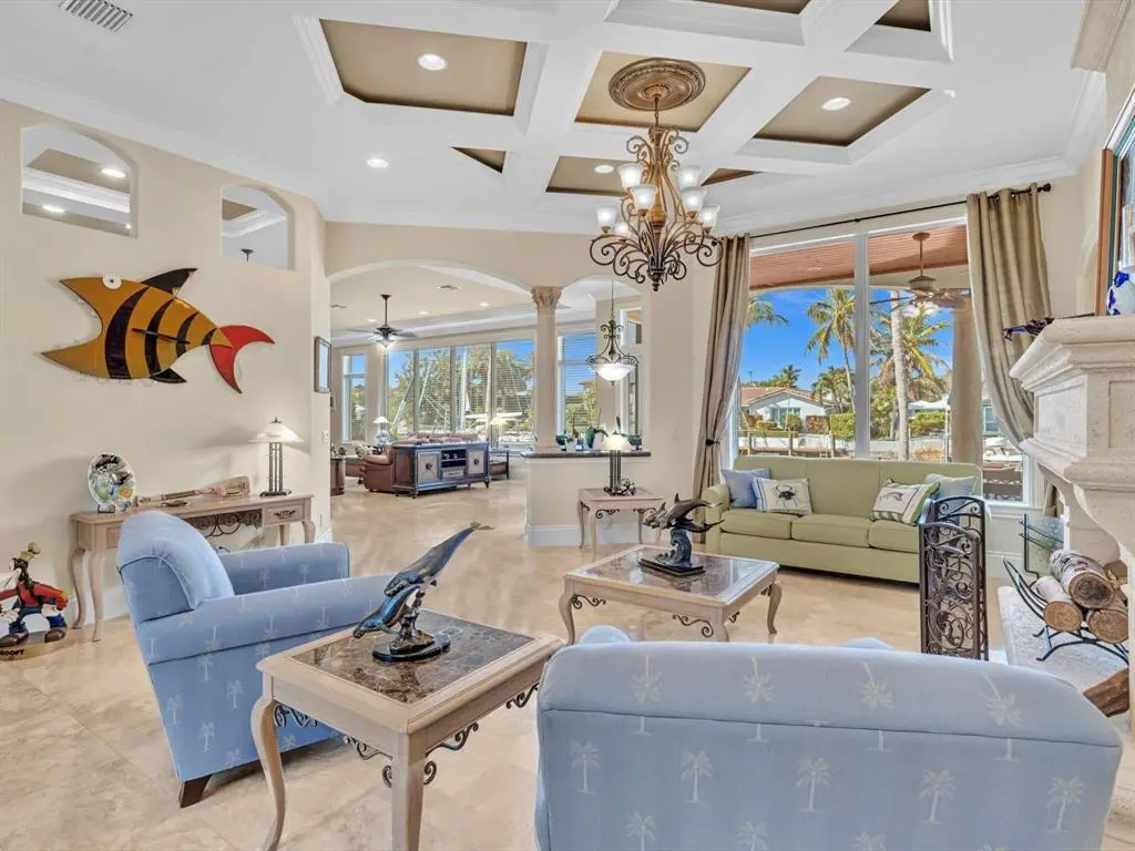 Living room with waterview at 4431 NE 24th Avenue, Lighthouse Point