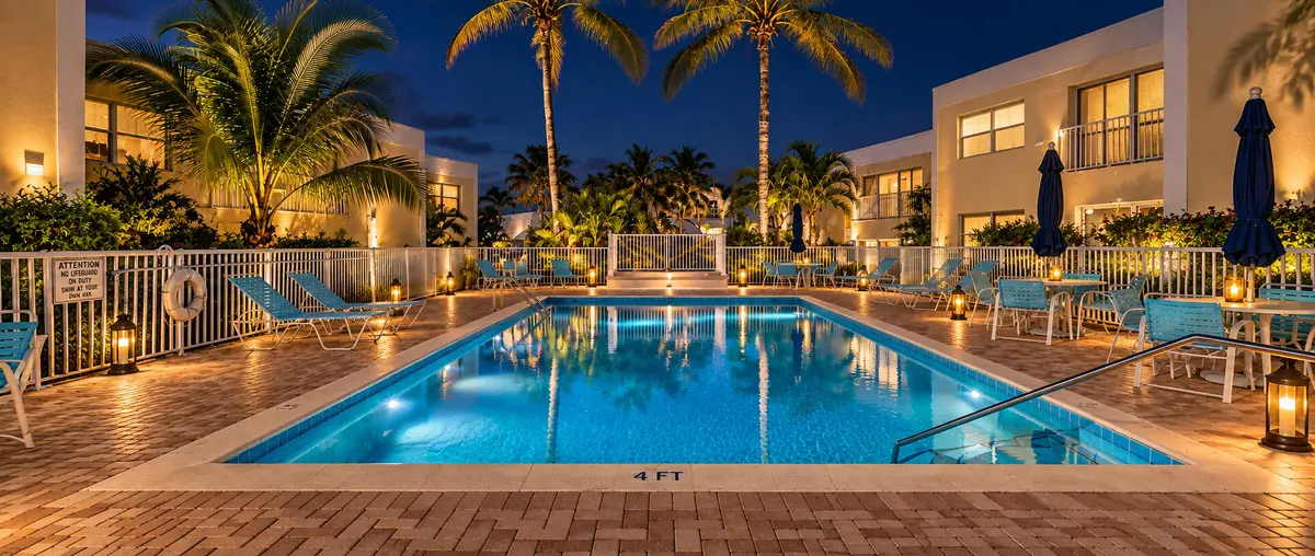 Swimming Pool Nighttime at 3541 NE OCEAN Boulevard 4, Hutchinson Island