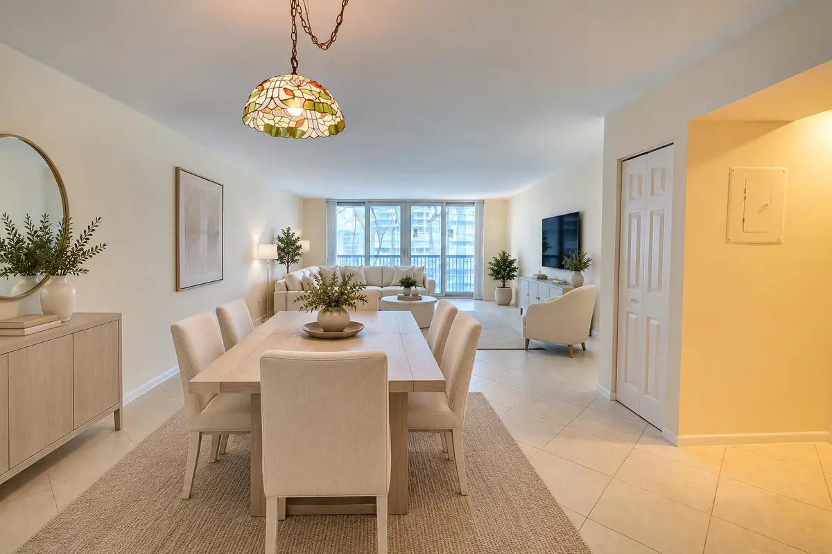 Dining Virtually Staged at 1800 S Ocean Boulevard 1203, Pompano Beach