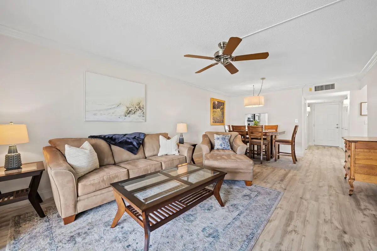 living room to kitchen area at 2871 N OCEAN Boulevard D210, Boca Raton