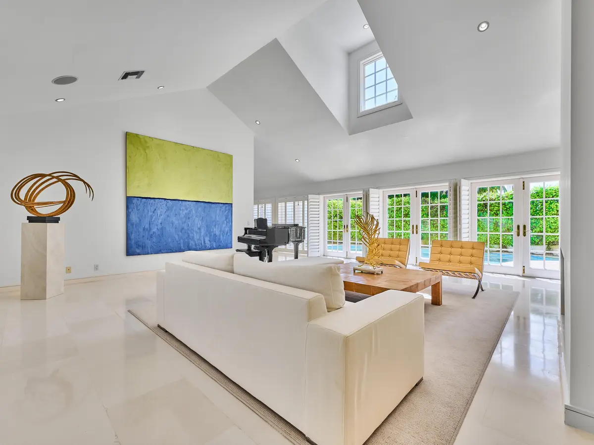 Living Room Toward Pool at 222 Monterey Road, Palm Beach