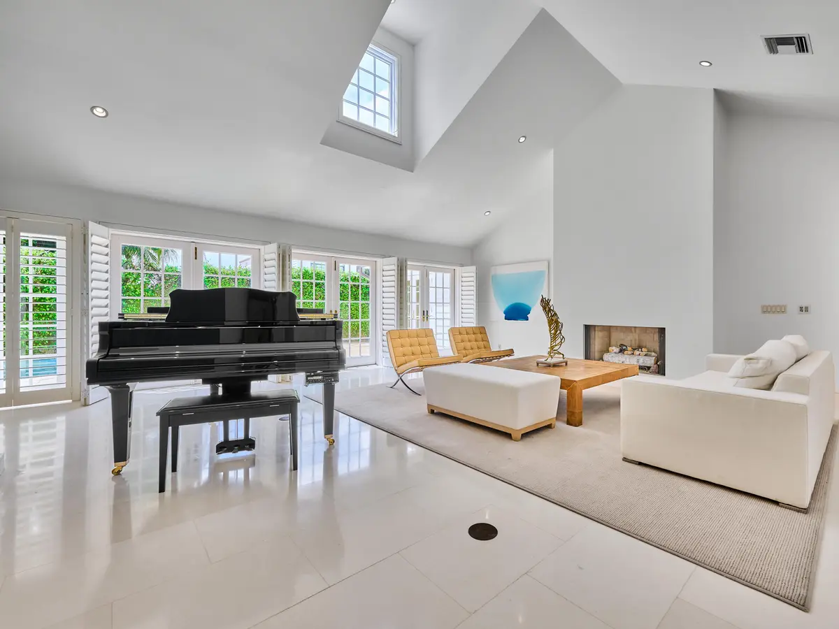 Living Room Toward Fireplace at 222 Monterey Road, Palm Beach