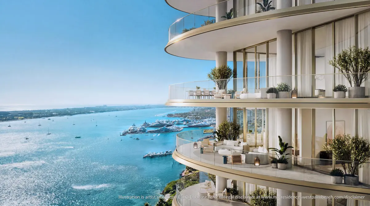 Aerial Balcony View MOWPB at 5400 N Flagler Drive 801, West Palm Beach