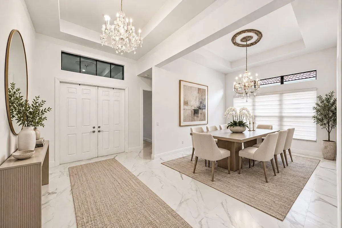 Entry / Dining Staged at 9264 Porto Way, Parkland