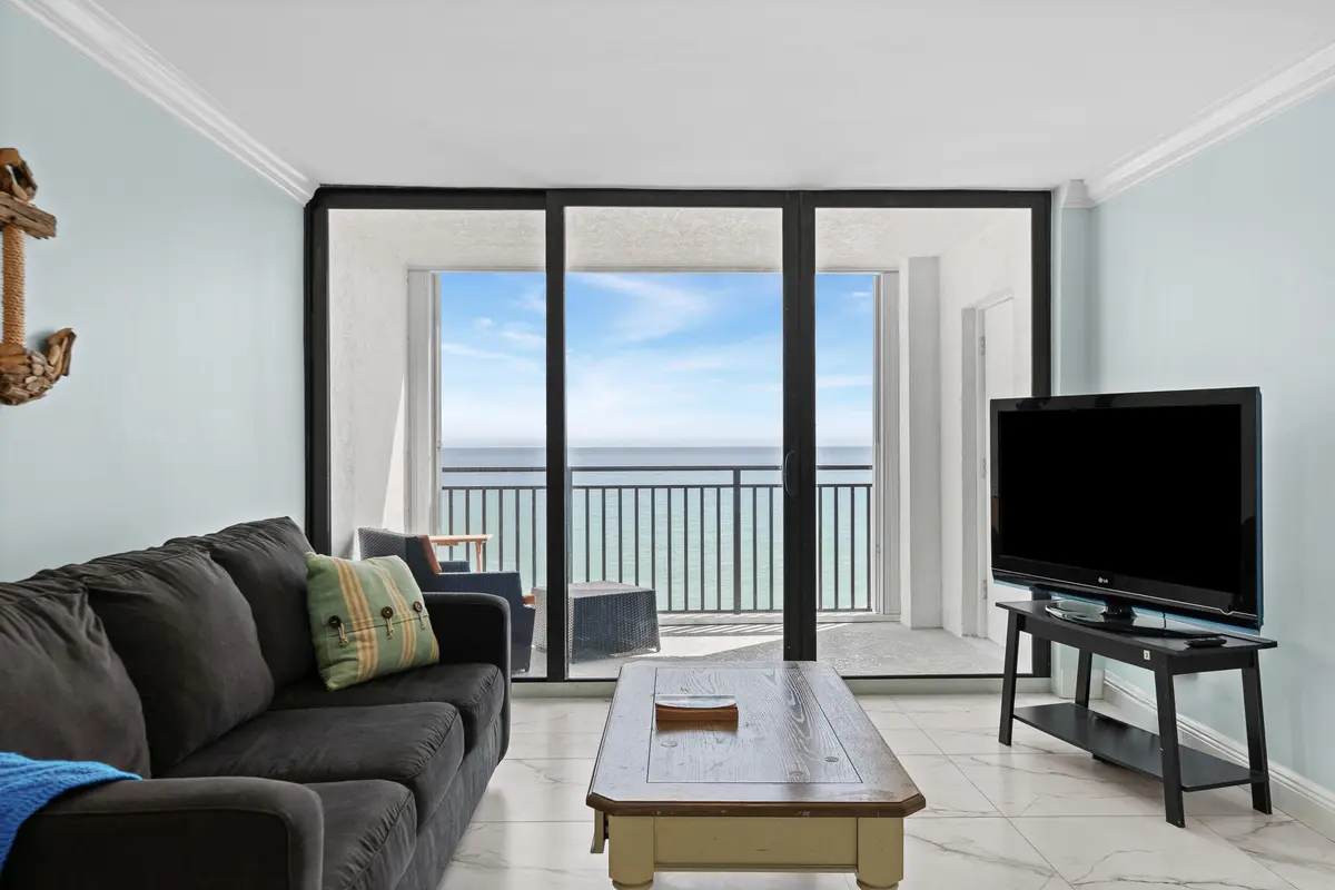 Oceanfront views/Living room at 10102 S Ocean Drive 705A, Jensen Beach