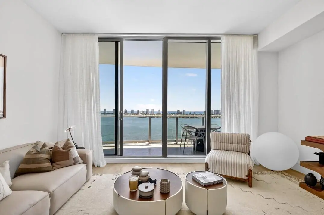 Living room at 220 Lake Shore Drive 1708, Lake Park
