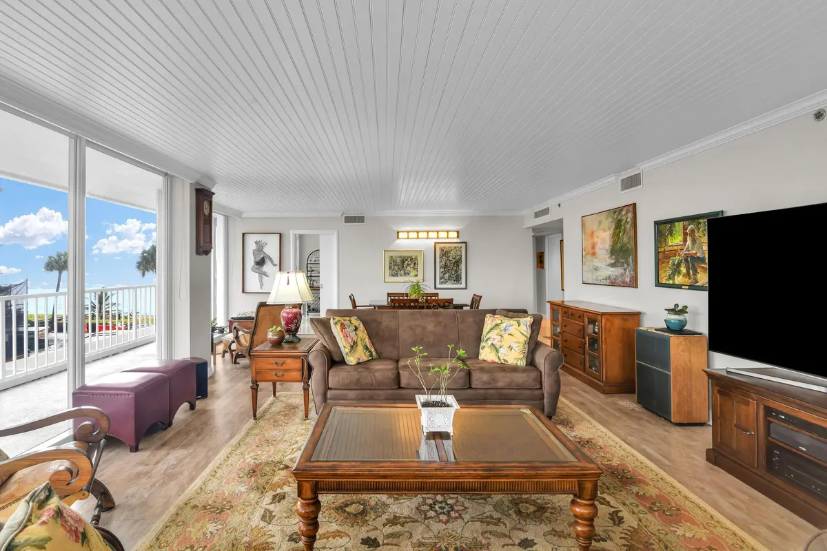 living room East view at 3211 S Ocean Boulevard 403, Highland Beach