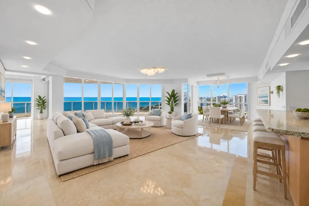 Dining room Virtually Staged at 3100 N Ocean Boulevard 1610, Fort Lauderdale