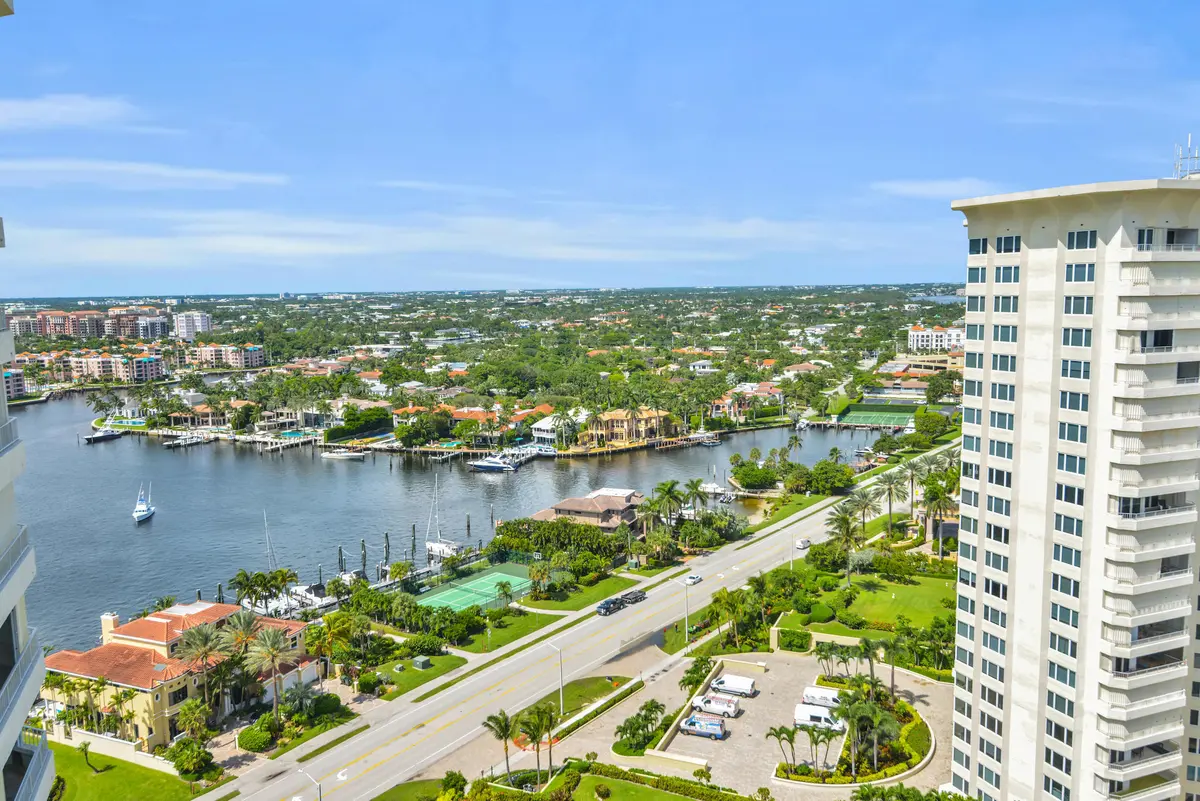 Lake view from patio at 550 S Ocean Boulevard 2203, Boca Raton