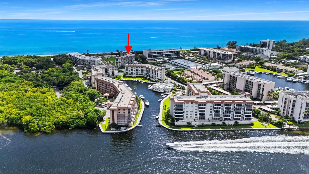 aerial ocean and Intracoastal at 2871 N OCEAN Boulevard D210, Boca Raton