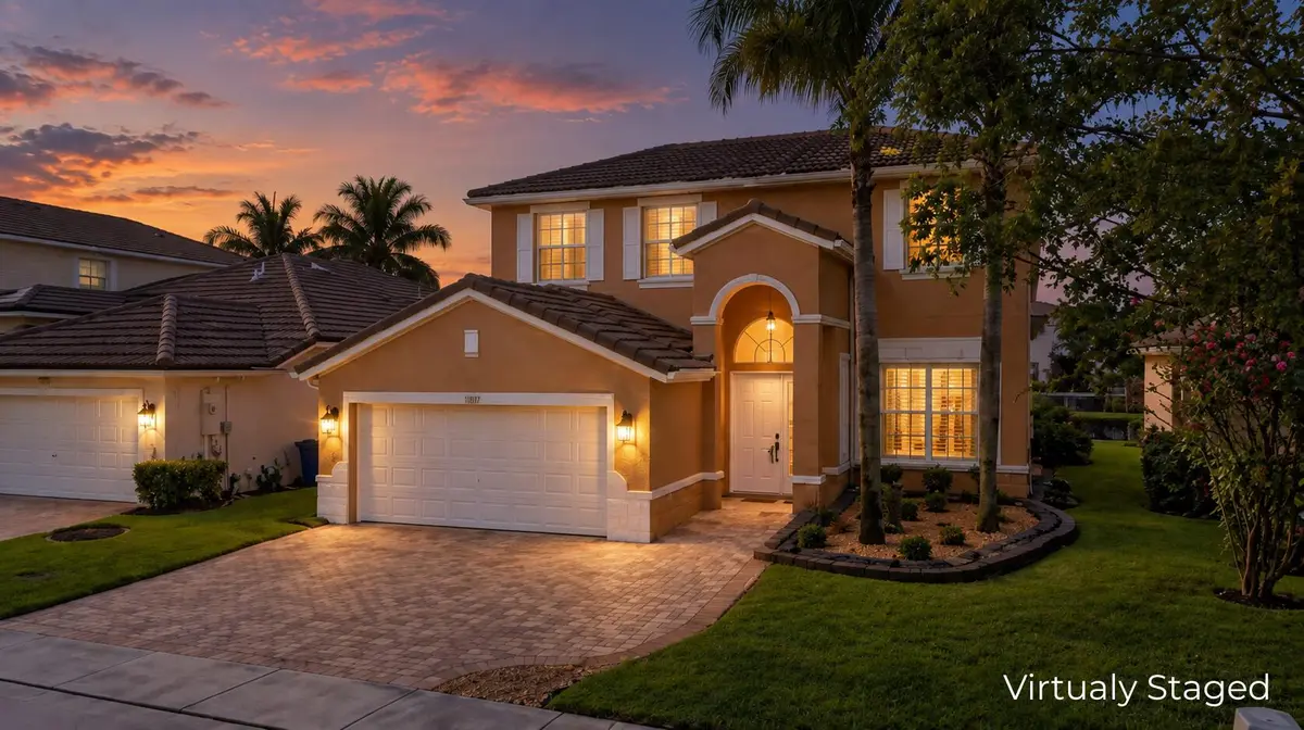 Virtualy Staged Exterior Front at 13158 SW 30TH Street, Miramar