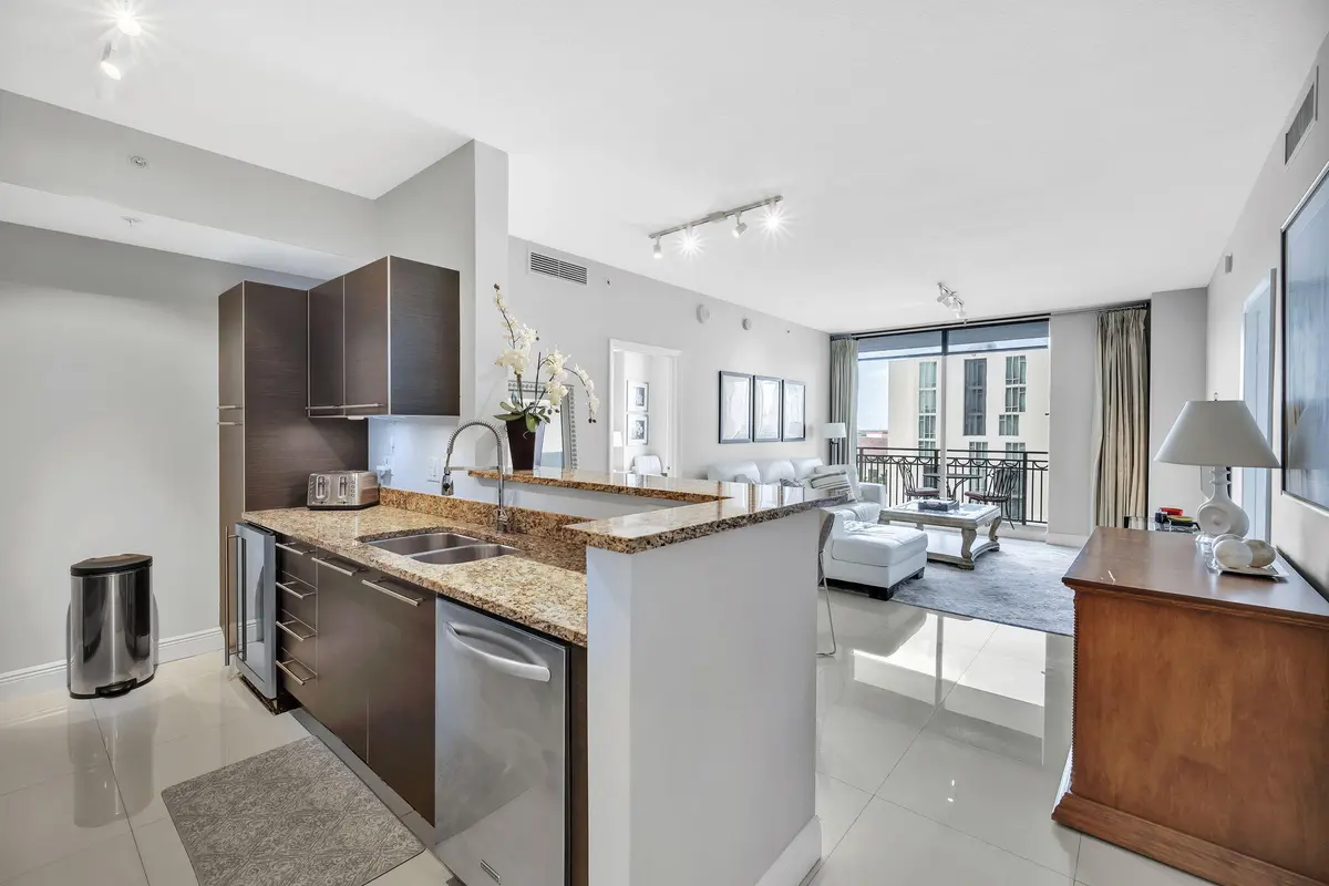 Kitchen & Living Area Views at 550 Okeechobee Boulevard 820, West Palm Beach