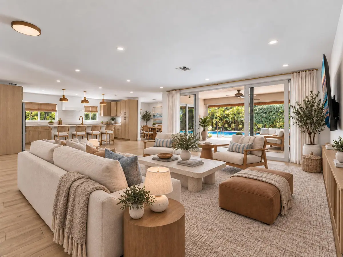 Staged Living Room at 3264 Lakeview Drive, Delray Beach