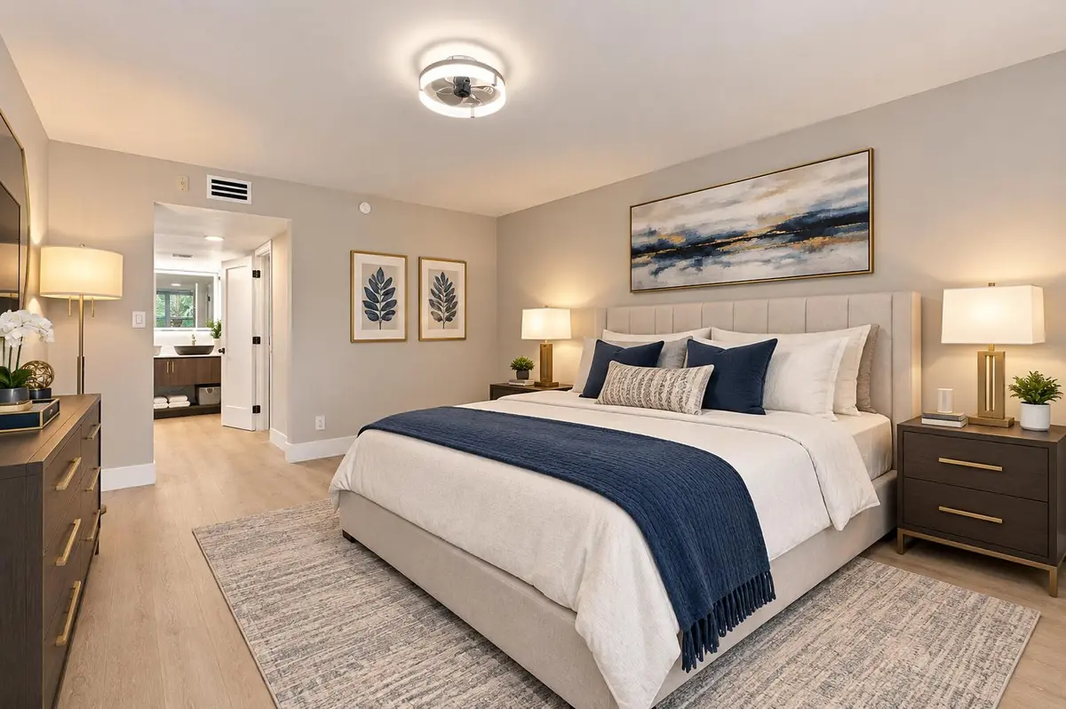 Virtual Furnished Primary Bedroom at 806 CYPRESS GROVE Lane 303, Pompano Beach
