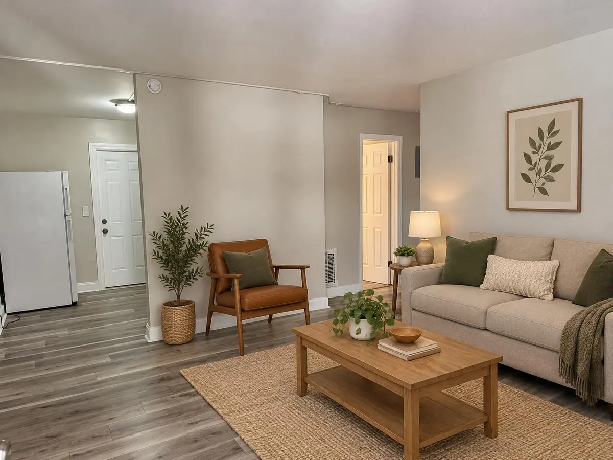1025 apt 7 - living room ai staging at 1025 13th Street 7, West Palm Beach