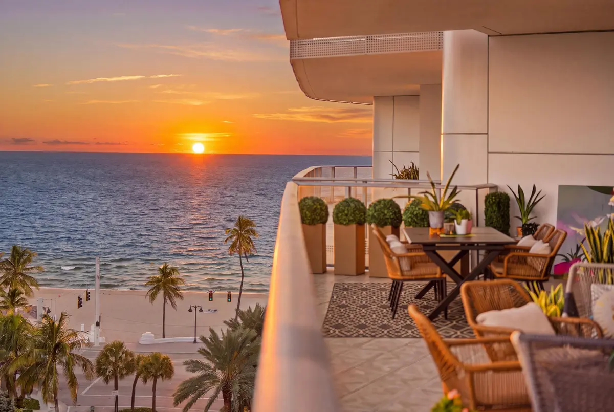 Sunrise balcony views at 701 N Fort Lauderdale Beach Boulevard 704, Fort Lauderdale