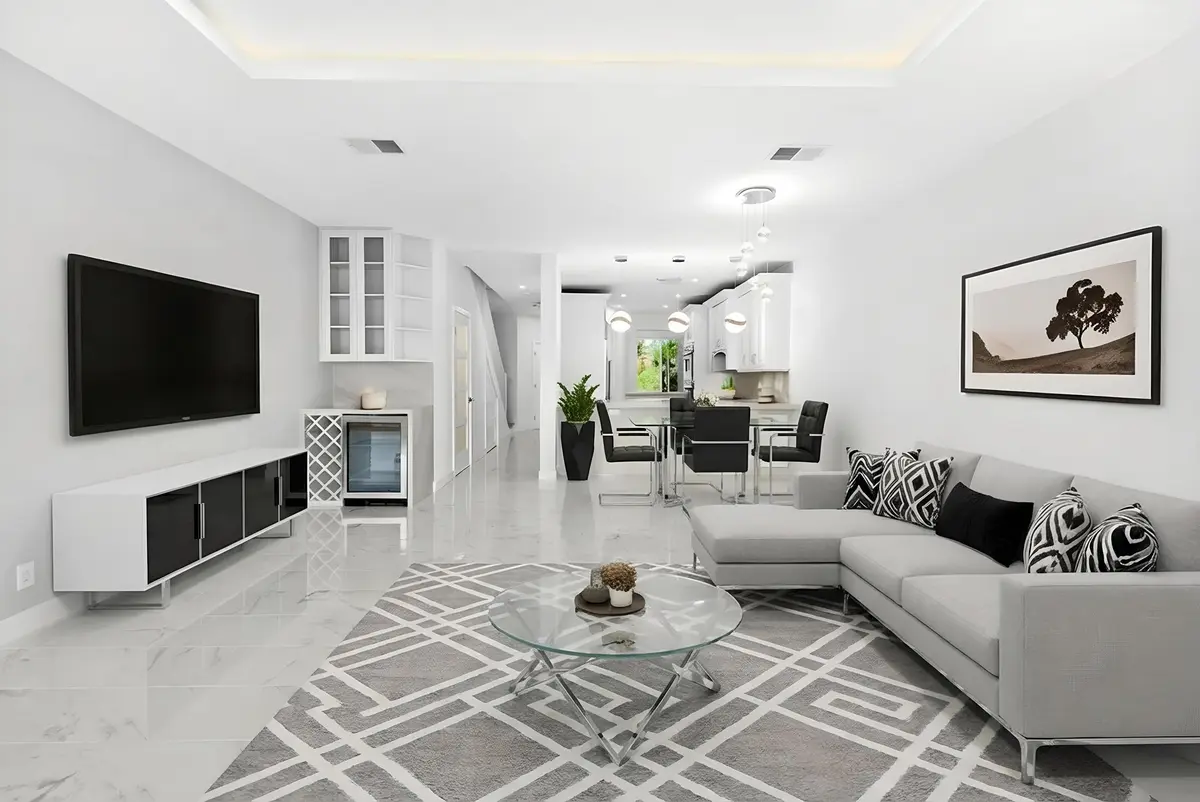 Virtually Staged Living Room at 88 N Lakeshore Drive, Hypoluxo