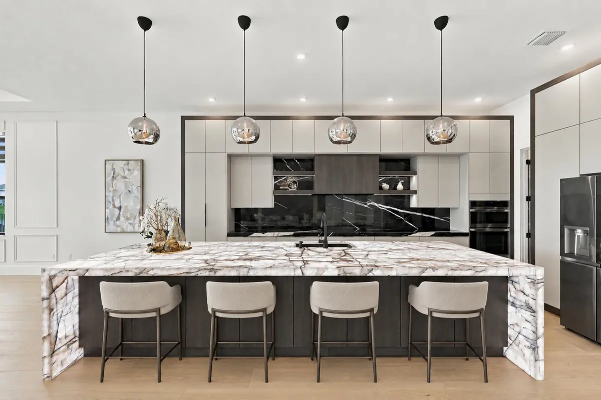 Designer Kitchen with Waterfall Island at 12984 SW Shinnecock Drive, Port St. Lucie